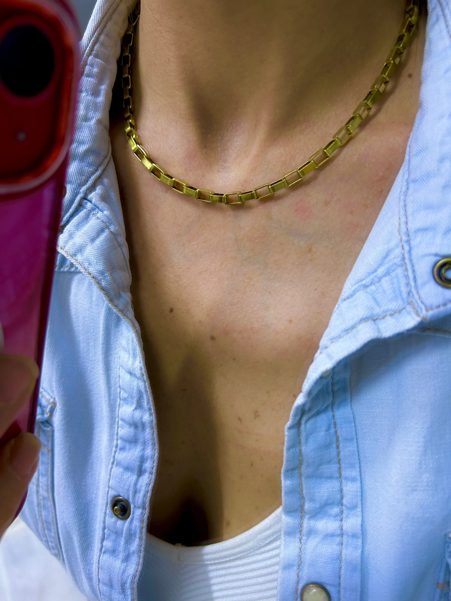 Çelik Kalın Küp Zincir Kolye Gold Çelik Kalın Küp Zincir Kolye Gold - Görsel 1