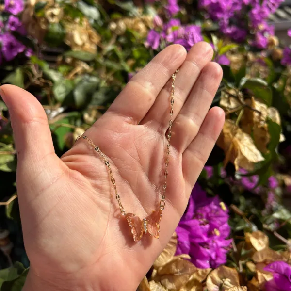 Çelik Somon Kelebek Kolye