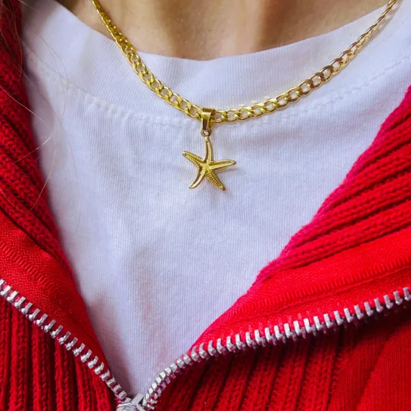 Çelik Arpa Zincir Deniz Yıldızı Kolye