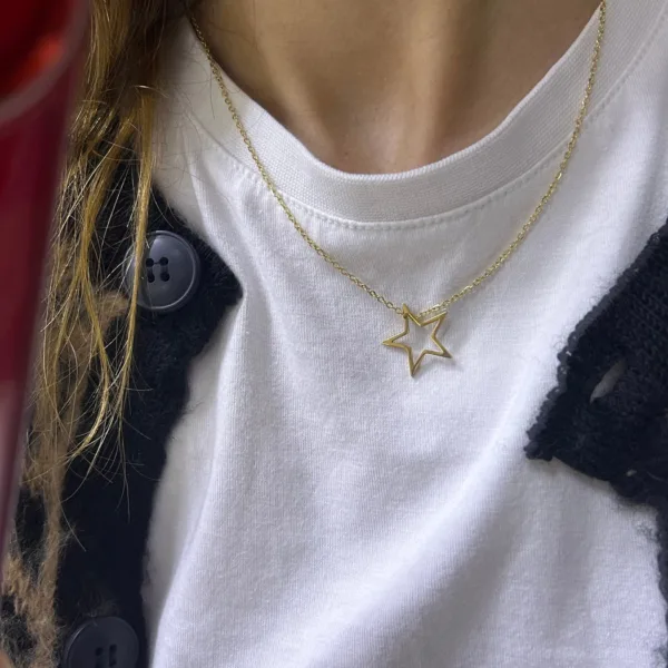 Çelik Geçmeli Yıldız Kolye