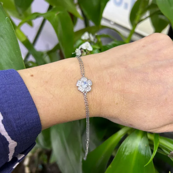 Çelik Zirkon Taş Çiçek Bileklik