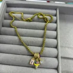 Çelik Örme Zincir Taşlı Dondurma Charm Kolye