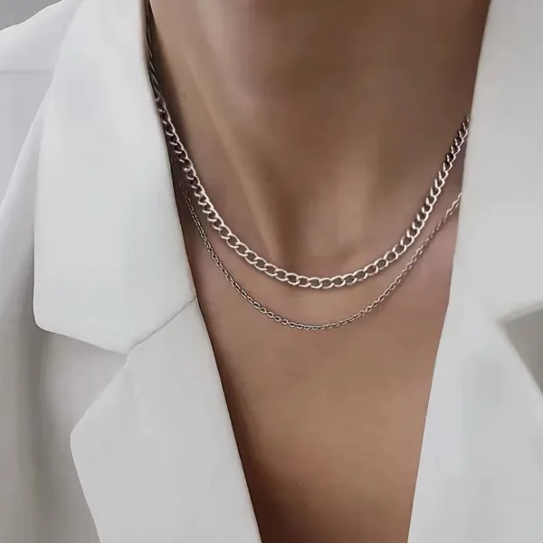 Çelik 2 li Zincir Kolye