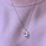 Çelik Hologram Taş Baget Kolye