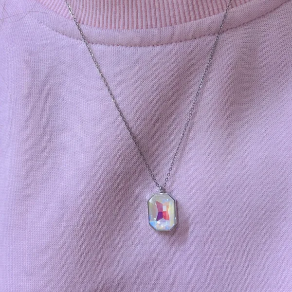 Çelik Hologram Taş Baget Kolye