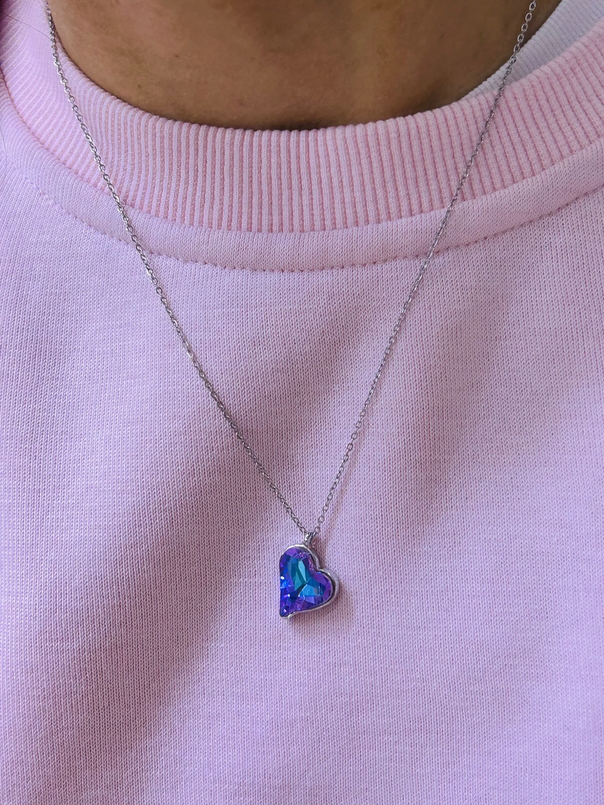 Çelik Hologram Mor Kalp Kolye Çelik Hologram Mor Kalp Kolye - Görsel 1
