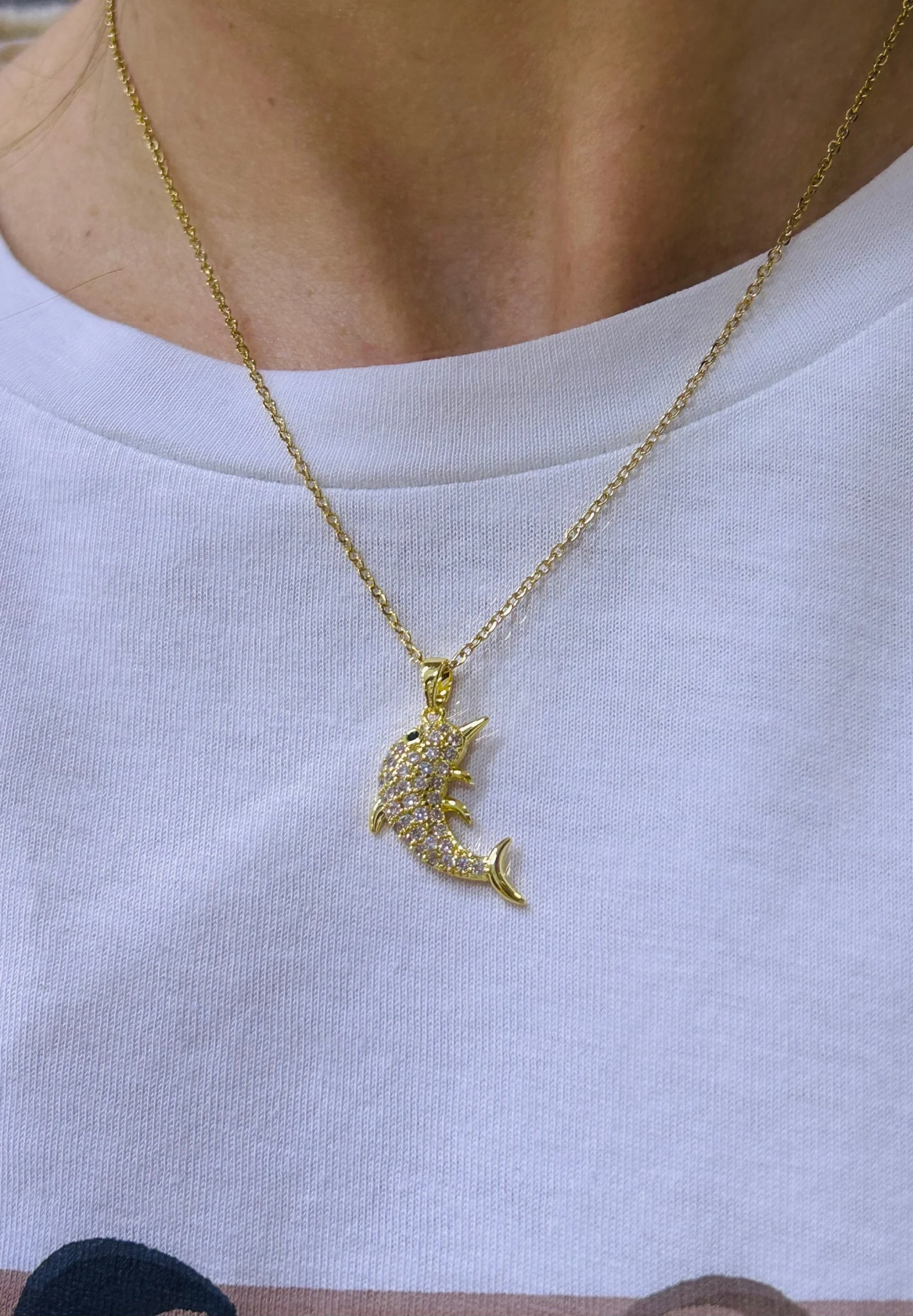 Çelik Taşlı Yunus Balığı Kolye Çelik Taşlı Yunus Balığı Kolye - Görsel 1