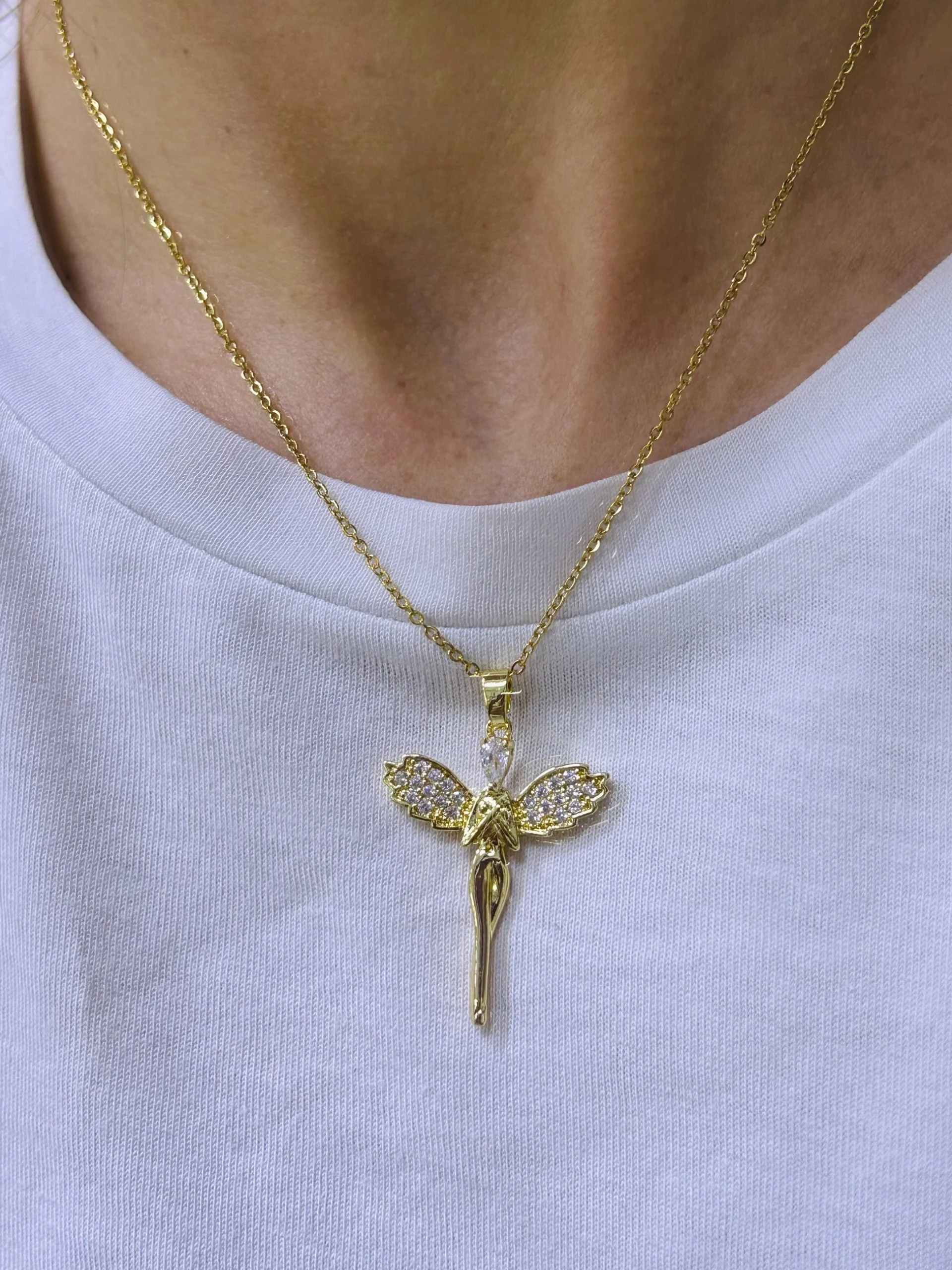 Çelik Taşlı Melek Kolye Çelik Taşlı Melek Kolye - Görsel 1