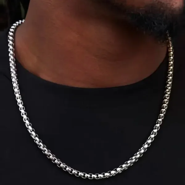 Çelik Erkek Parlak Kalın Küp Kolye 50 cm