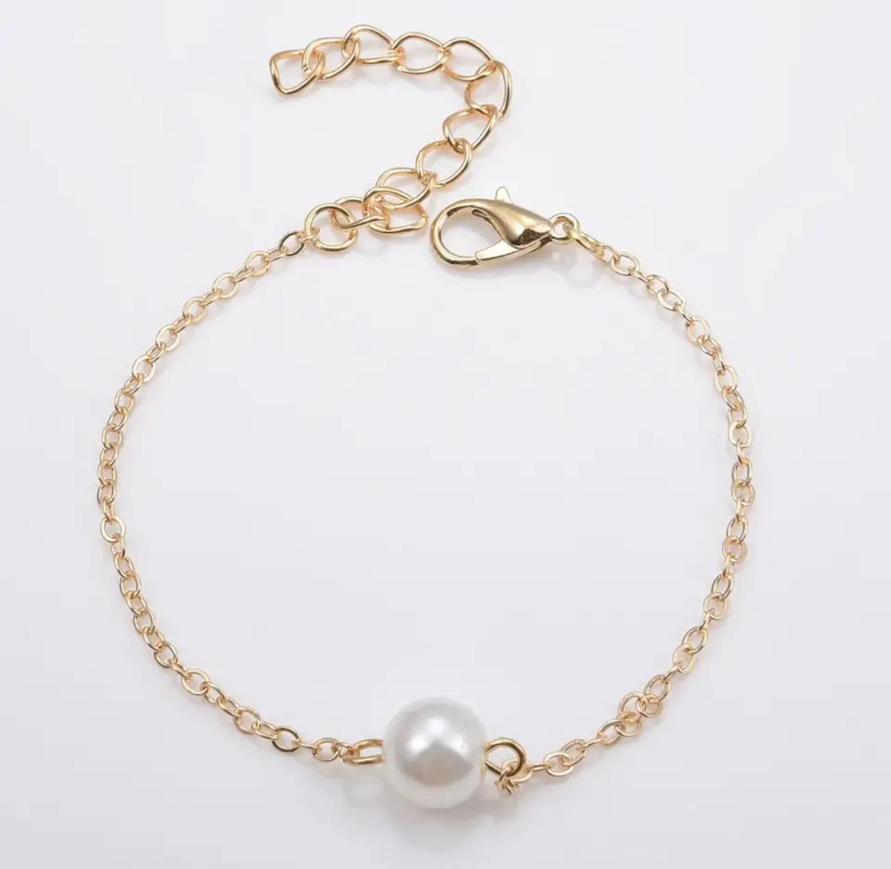 Gold Minimal İnci Bileklik Gold Minimal İnci Bileklik - Görsel 1