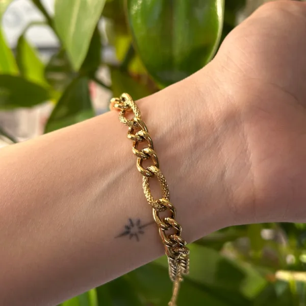 Çelik Tarz Kalın Zincir Bileklik