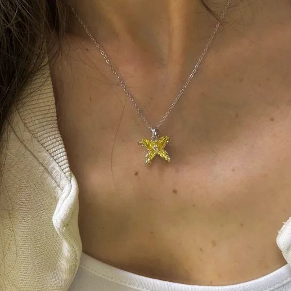 Çelik Gold Ayrıntı Kelebek Kolye