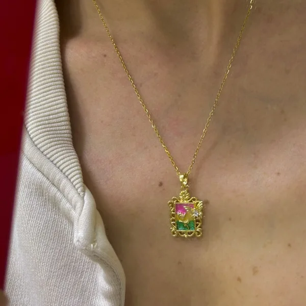 Çelik Vintage Kelebek Kolye