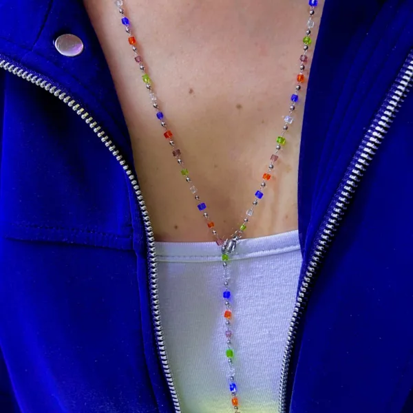 Çelik Renkli Parlak Y Kolye