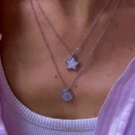 Çelik Gümüş Renk 2 li Yıldız Kolye