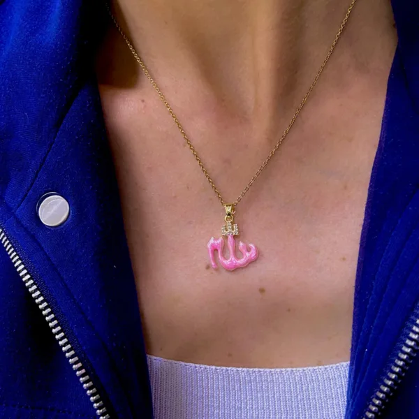 Çelik Pembe Dua Kolye