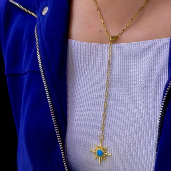 Çelik Gold Kutup Yıldızı Y Kolye