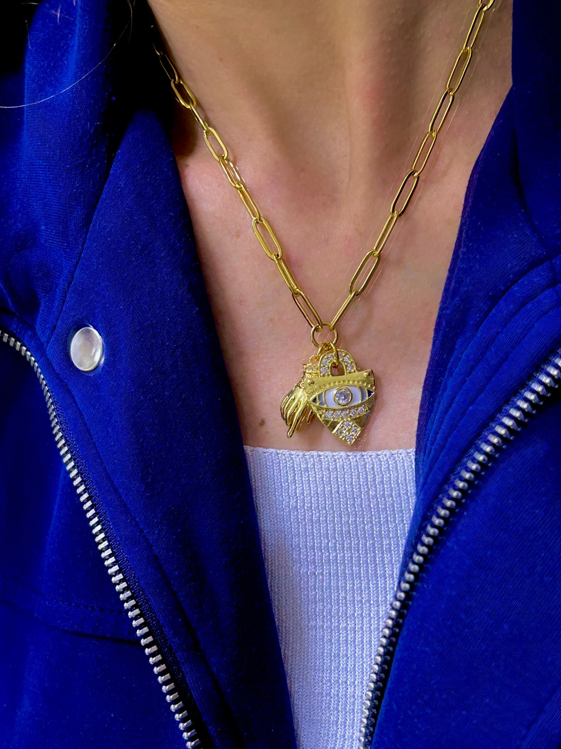 Çelik Ataç Zincir Kilit Charm Kolye Çelik Ataç Zincir Kilit Charm Kolye - Görsel 1