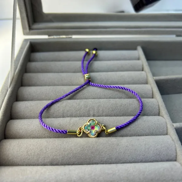 Asansörlü Lila Yonca İp Bileklik