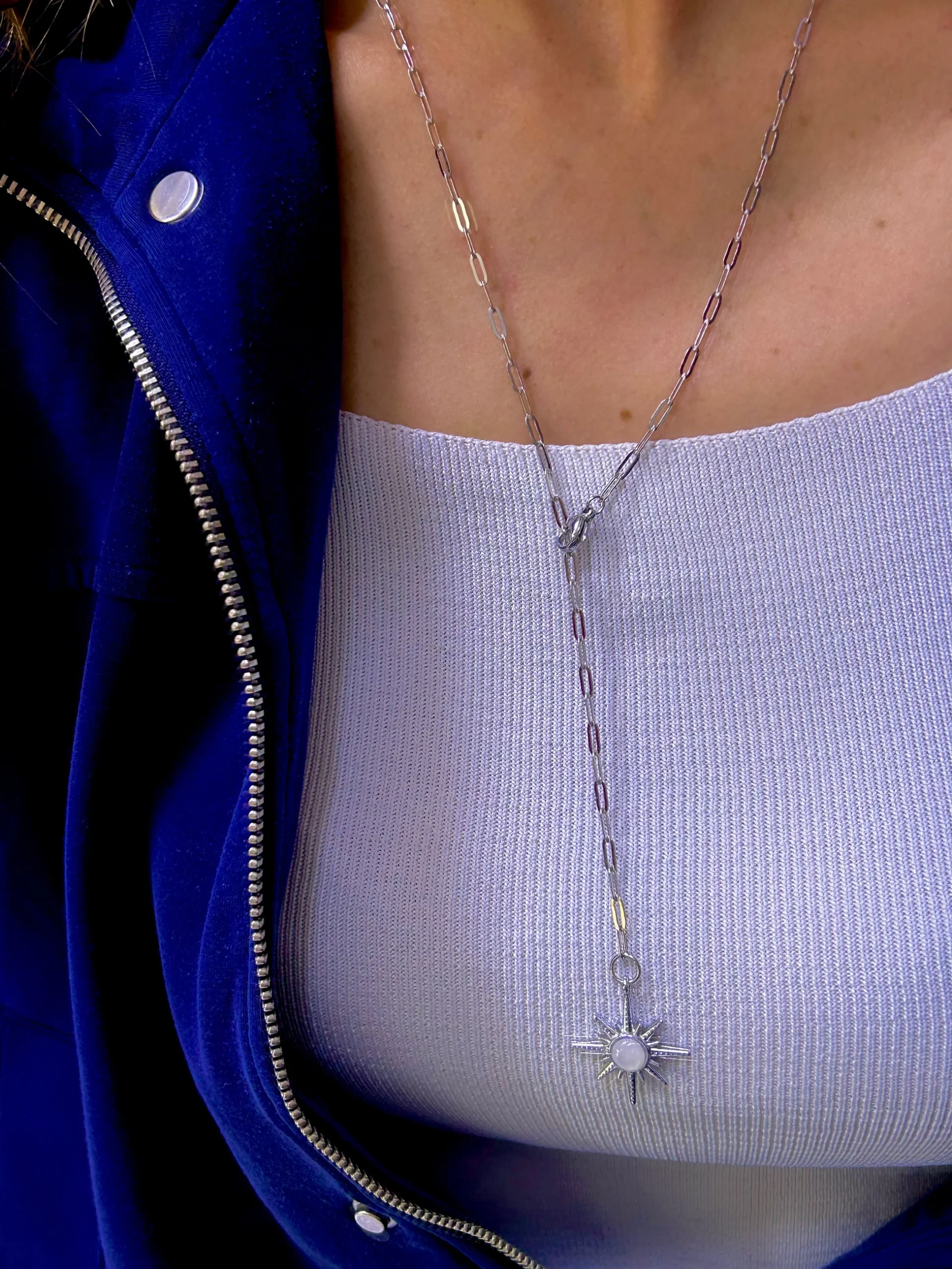 Çelik Gümüş Renk Kutup Yıldızı Y Kolye Çelik Gümüş Renk Kutup Yıldızı Y Kolye - Görsel 1