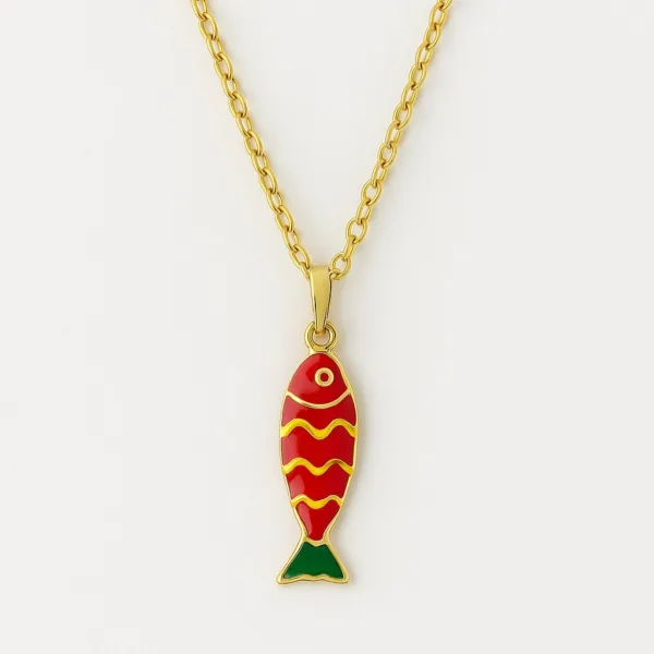 Çelik Kırmızı Balık Kolye