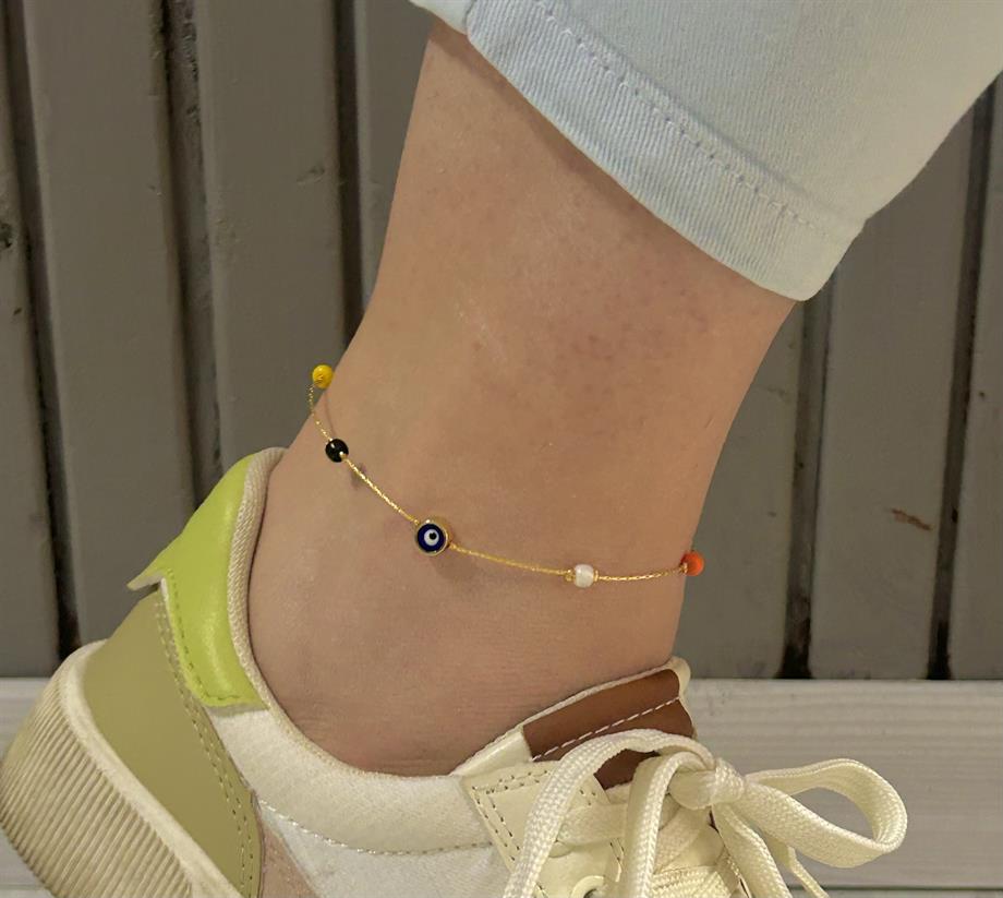 image_1950 Nazar Boncuklu Gold Halhal - Görsel 1