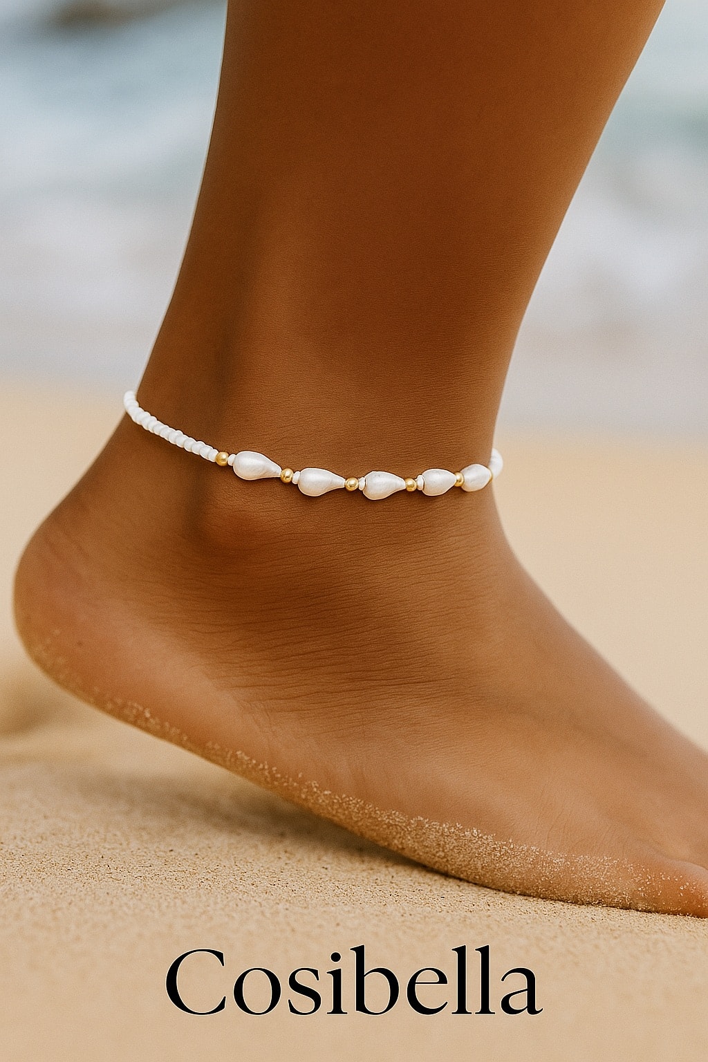 image_1950 Beyaz Boncuk Kabuk Halhal - Görsel 1