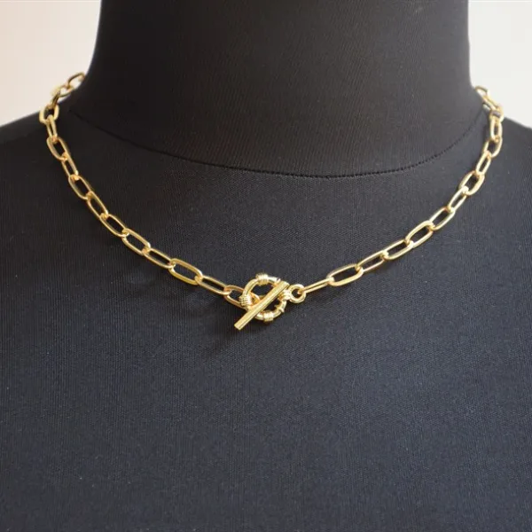 Kadın T Kilit Gold Renk Ataç Kolye