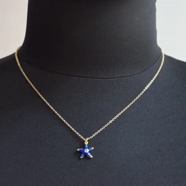 Kadın Minimal Mavi Deniz Yıldızı Kolye