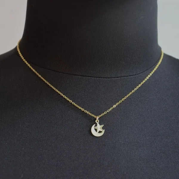 Unisex Ay Yıldızlı Kolye