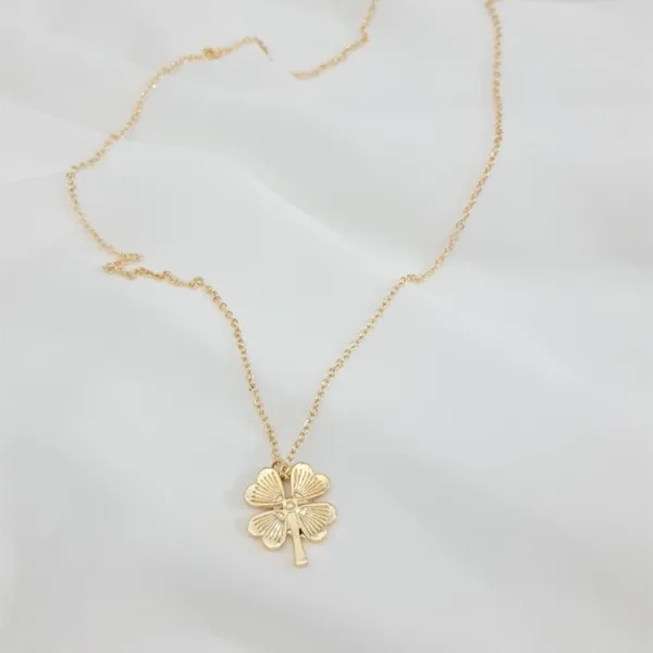 Kadın Gold Kaplama Zincir Yonca Kolye 55 cm