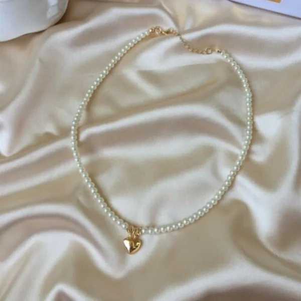 Kadın İncili Altın Kaplama Kalp Sevgi Kolye