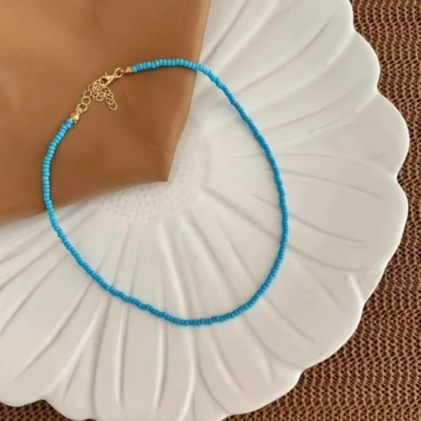 Kadın Gök Mavi Boncuk Kolye