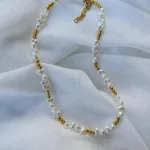 Kadın Gold Top Boncuklu Sıralı Barok İncili Kolye