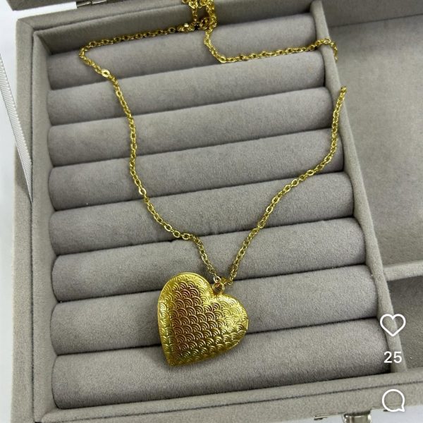 Çelik Kalp Kapaklı Resim Koyulabilen Kolye