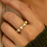 Taşlı İnci Lastik Yüzük Esnektir