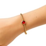 Çelik Gold Kırmızı Taş Pndr Bileklik