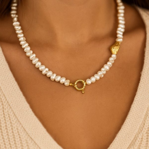 Barok İnci Gemici Kilit Tasarım Kolye