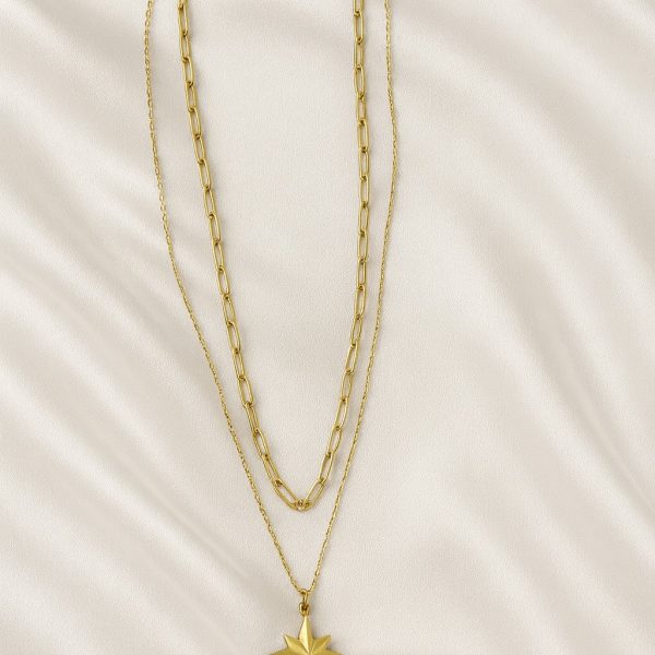 Çelik 2li Kuzey Yıldızı Kolye