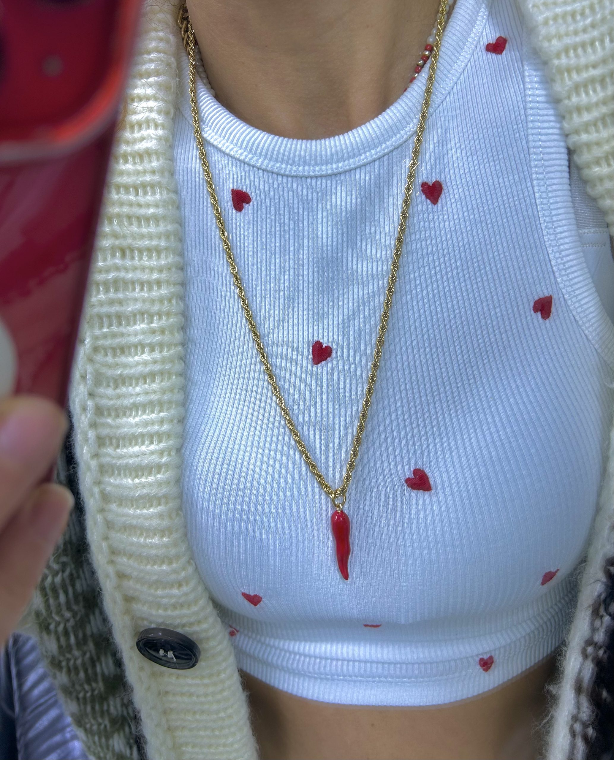 IMG_3420 Çelik Uzun Burgu Biber Kolye - Görsel 1