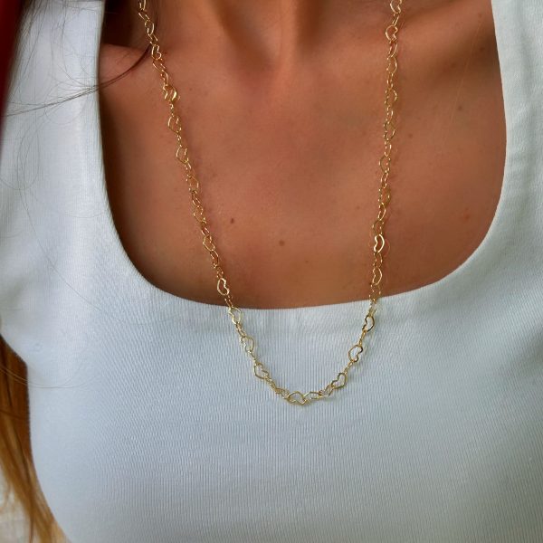 14K Altın Kaplama Kalp Uzun 60 cm Kolye