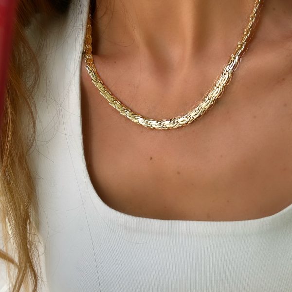 14K Altın Kaplama Kobra Kalın 45cm Kolye