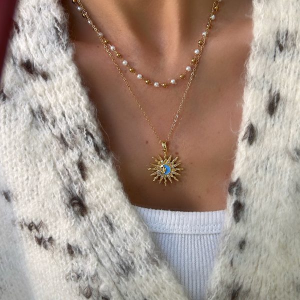 Çelik İncili 2li Güneş Kolye