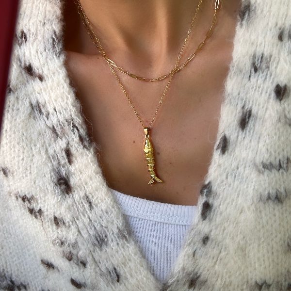 Çelik 2li Kıvrık Balık Kolye