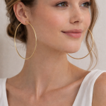 14K Altın Kaplama Büyük Halka Küpe Gold