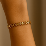 14K Altın Kaplama Balık Sırtı Taşlı Bileklik