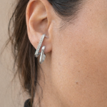 Taşlı Tek Delik 2 Li Kullanım Gümüş Renk Küpe