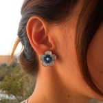 Vip Zr Model Mavi Çiçek Küpe