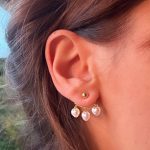 İncili 3 Kalp Alttan Takış Küpe