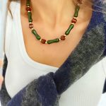 Vip Yeşil Kahve Tasarım Kemik Kolye